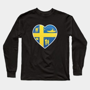 I Love Fishing in Sweden Flag Fisherman Angler Long Sleeve T-Shirt